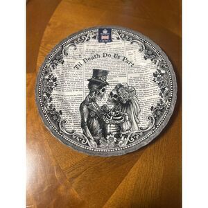 Til Death Do Us Part Royal Wessex England 8" Plate Halloween‎ Wedding Skeletons